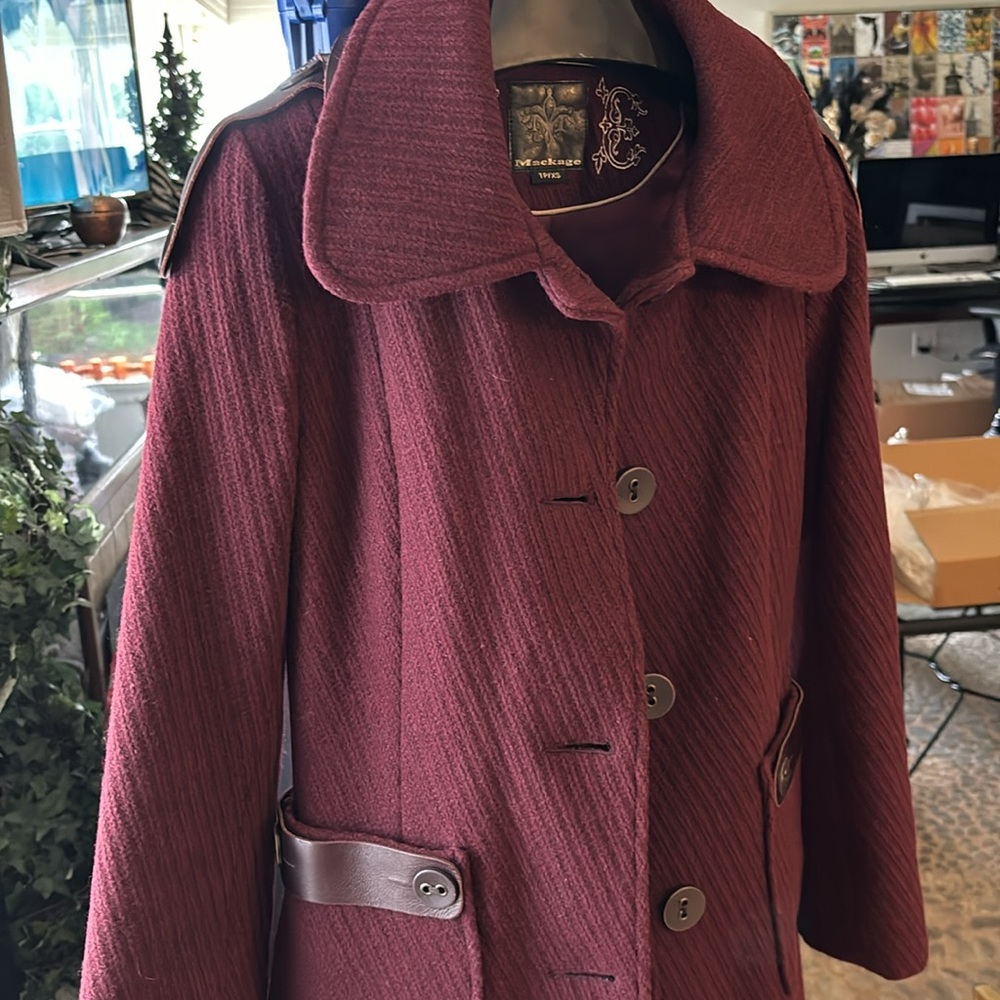 MACKAGE Magenta Wool Coat Size XS - Picture 3 of 13